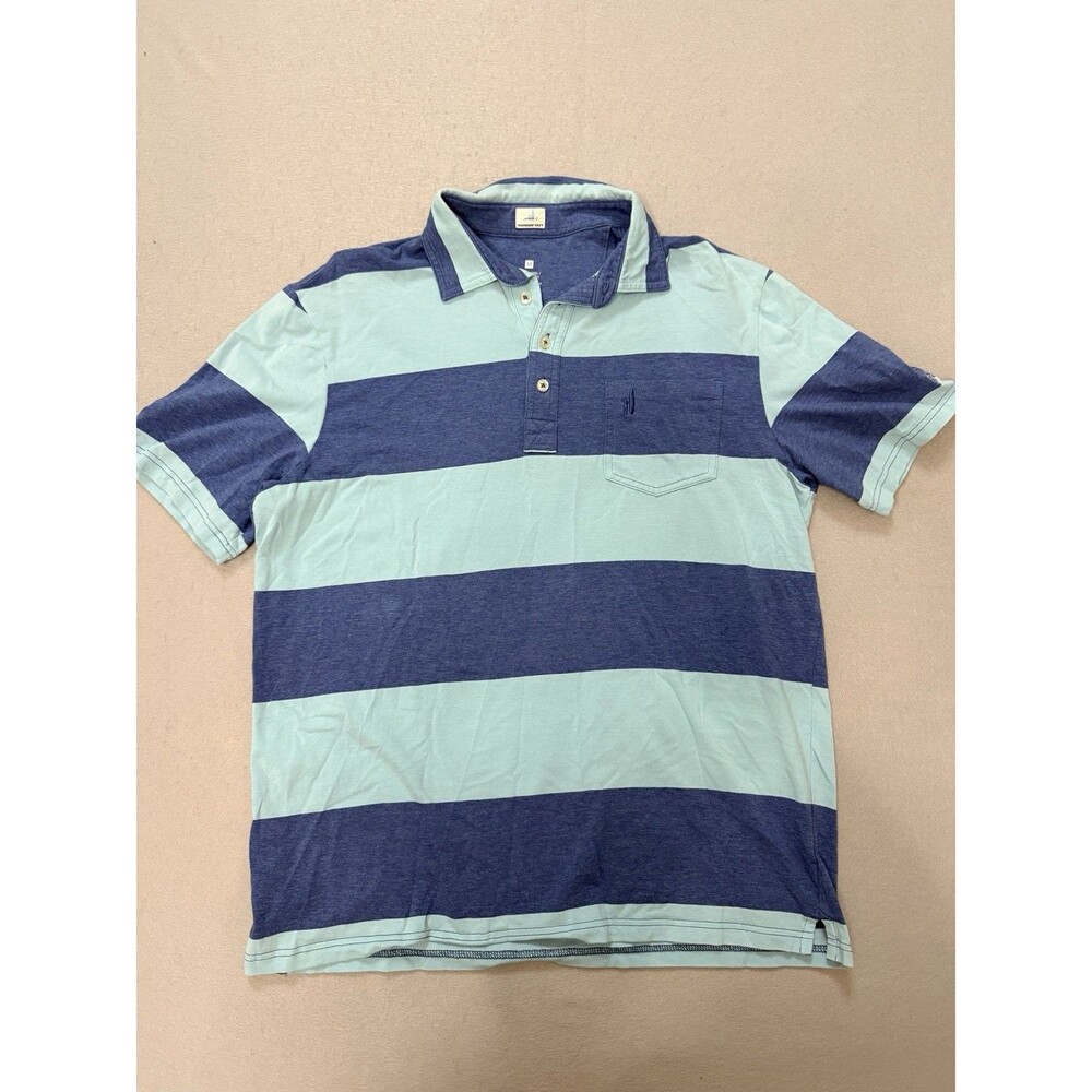 Johnnie O Hanging Out Blue Stripes Short Sleeve Polo Men’s Size Medium